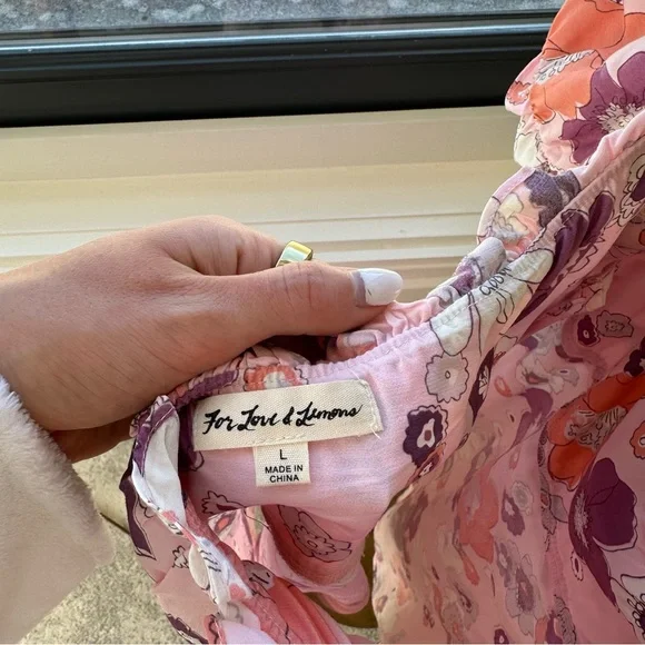 For Love and Lemons Magnolia Mini Dress- groovy pink floral mini dress - Picture 6 of 7